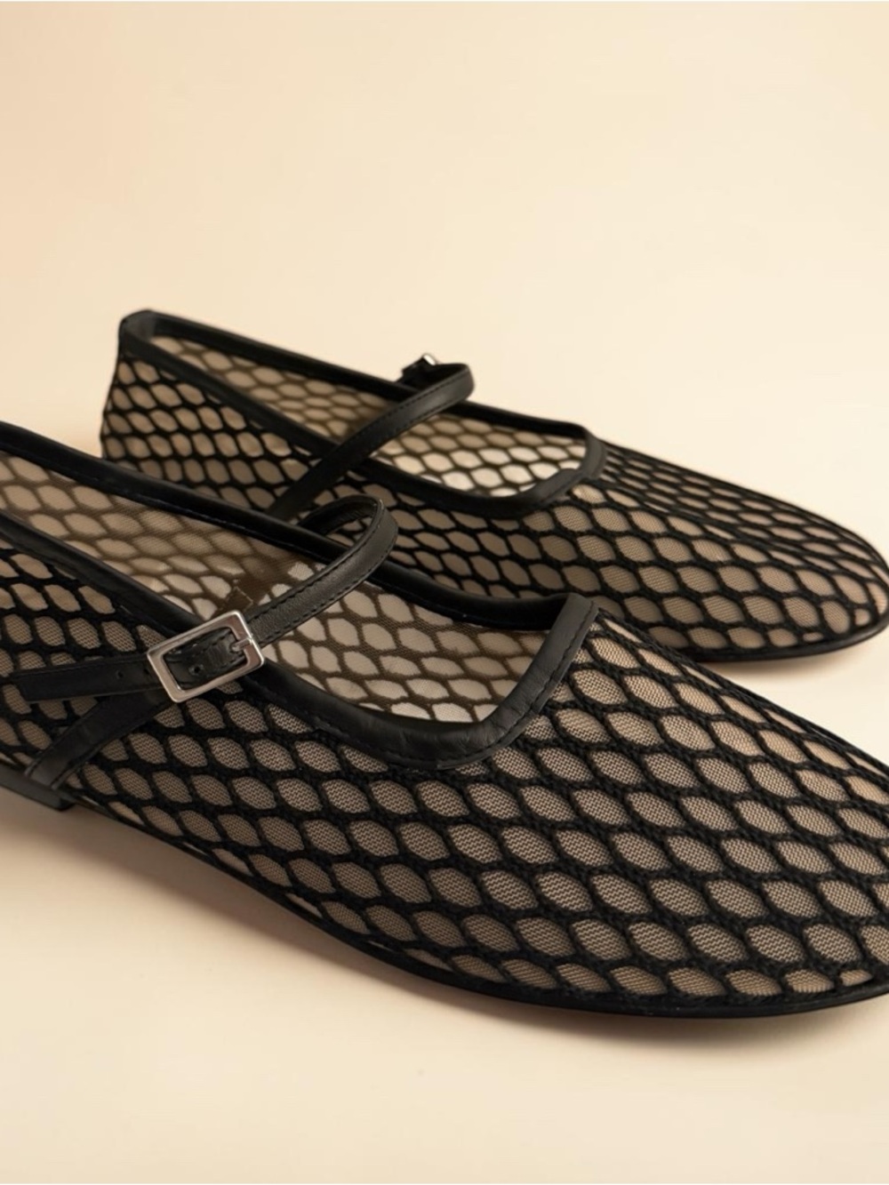 NWT Freda Salvador Laurel Fishnet Mary Jane Flats Black — Size 7.5 - Picture 2 of 5